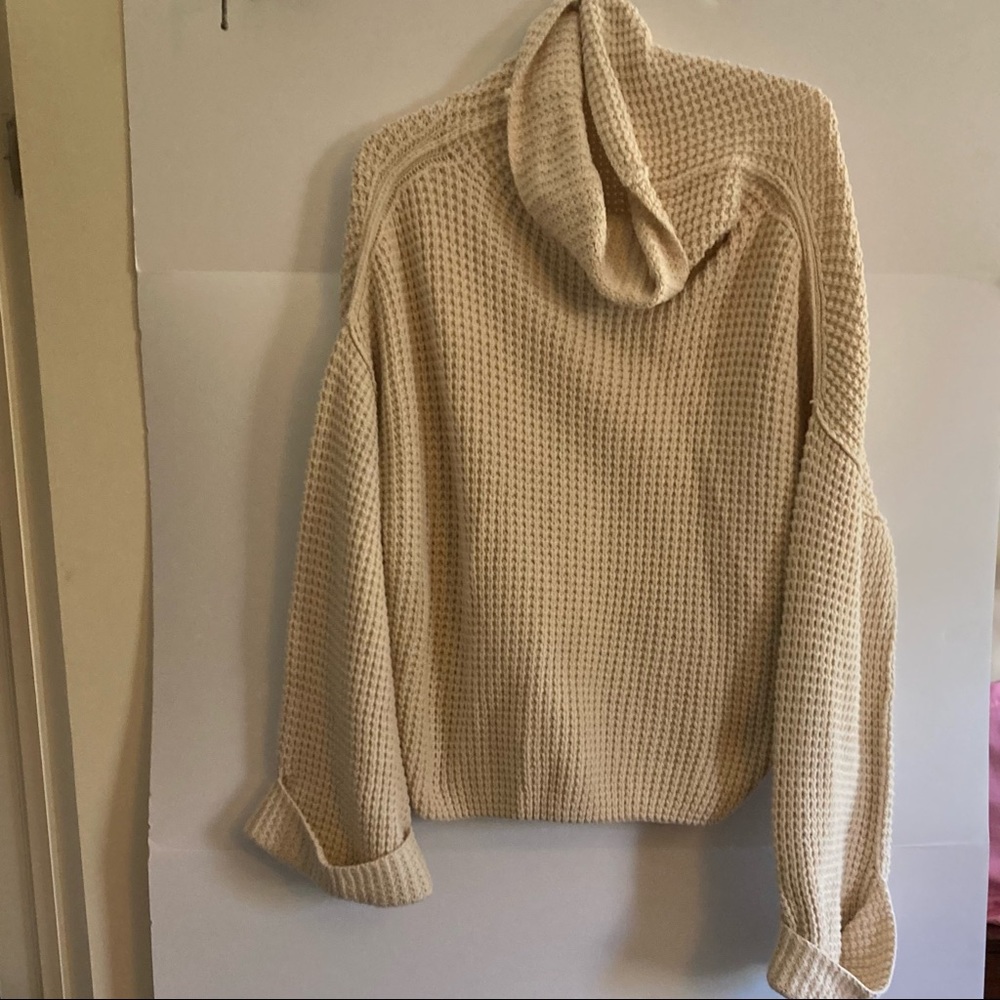 FREE PEOPLE Off White Softly-Structured Tunic Oversized Sweater sz Lg Women's